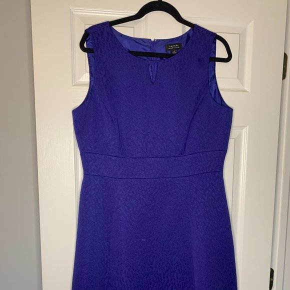 Tahari Blue Sleeveless Professional Cocktail Dress Business Casual - Picture 1 of 8